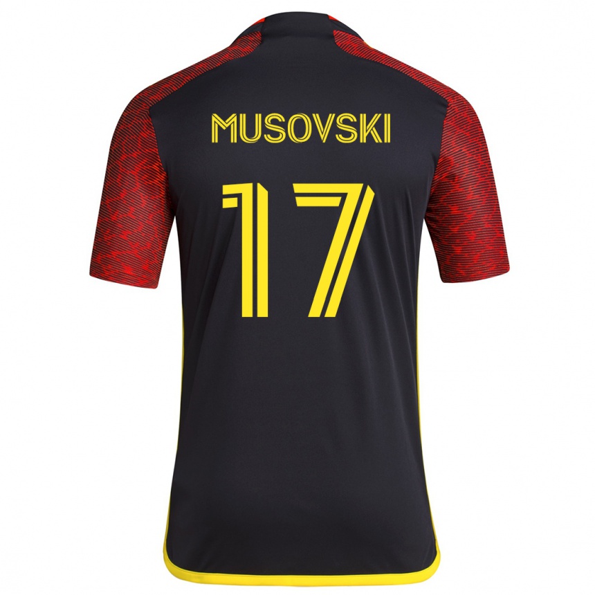 Niño Fútbol Camiseta Danny Musovski #17 Negro Rojo 2ª Equipación 2024/25 Argentina