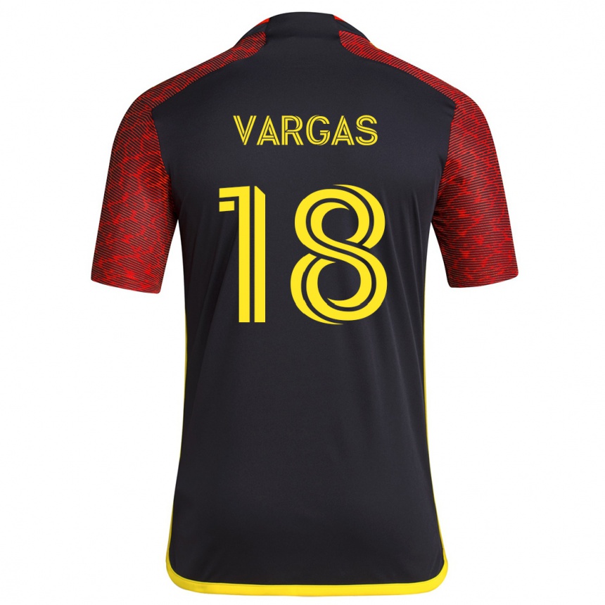 Niño Fútbol Camiseta Obed Vargas #18 Negro Rojo 2ª Equipación 2024/25 Argentina