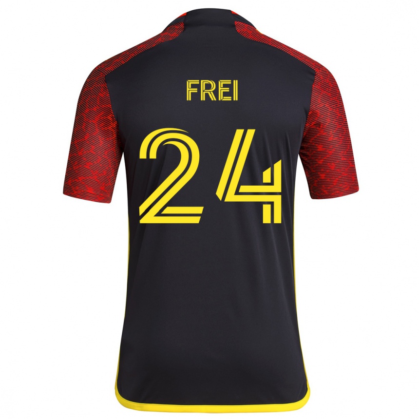 Niño Fútbol Camiseta Stefan Frei #24 Negro Rojo 2ª Equipación 2024/25 Argentina