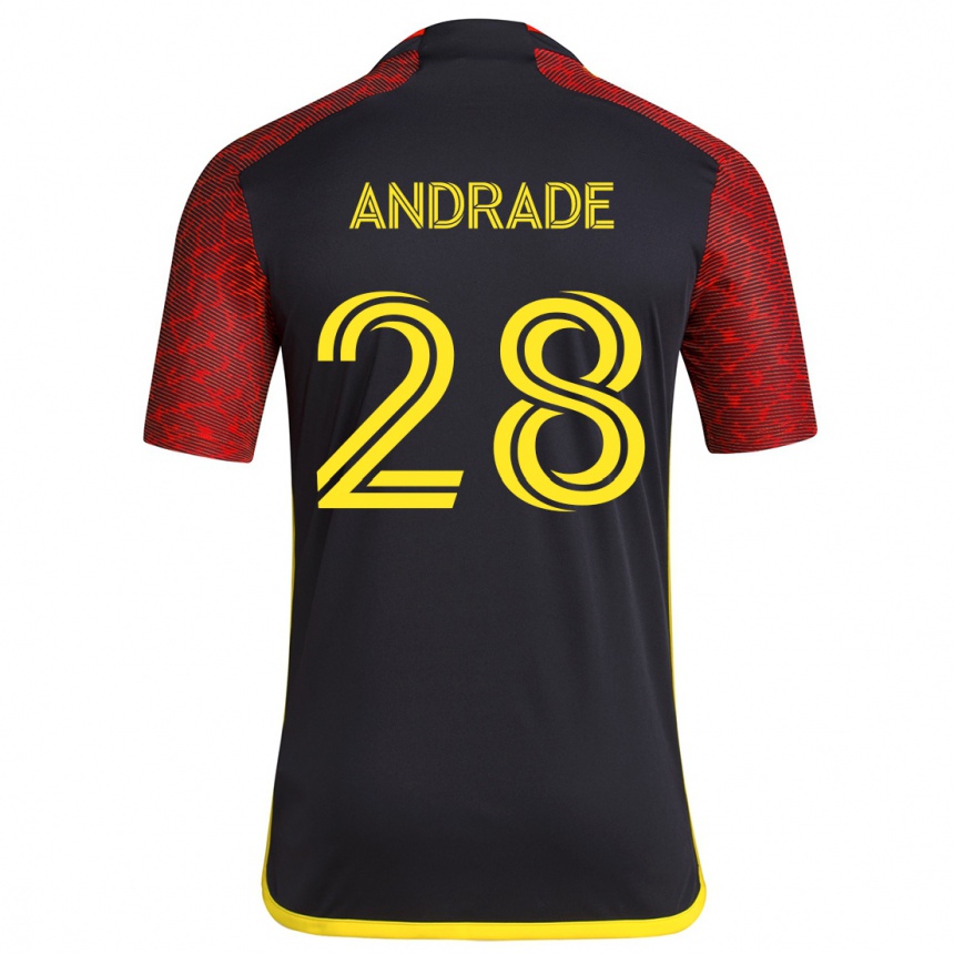 Niño Fútbol Camiseta Yeimar Gómez Andrade #28 Negro Rojo 2ª Equipación 2024/25 Argentina