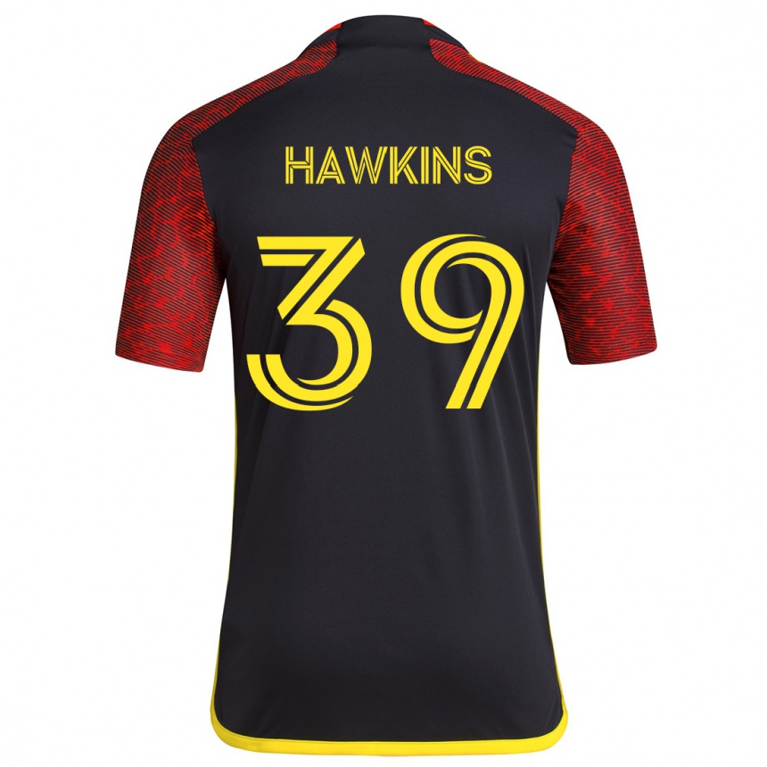 Niño Fútbol Camiseta Stuart Hawkins #39 Negro Rojo 2ª Equipación 2024/25 Argentina