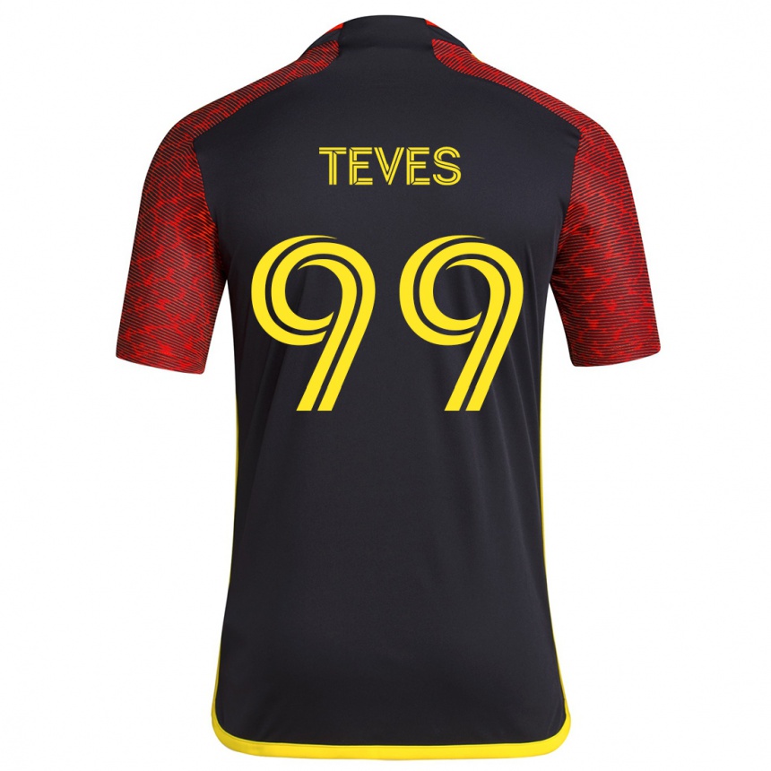 Niño Fútbol Camiseta Dylan Teves #99 Negro Rojo 2ª Equipación 2024/25 Argentina