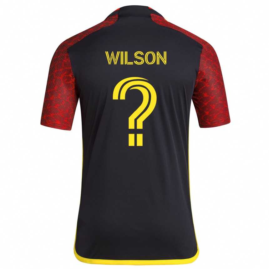 Niño Fútbol Camiseta Trevor Wilson #0 Negro Rojo 2ª Equipación 2024/25 Argentina