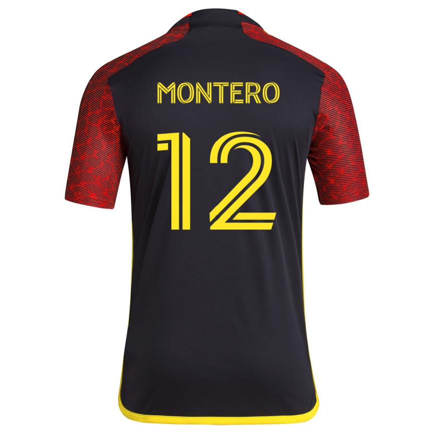 Niño Fútbol Camiseta Fredy Montero #12 Negro Rojo 2ª Equipación 2024/25 Argentina