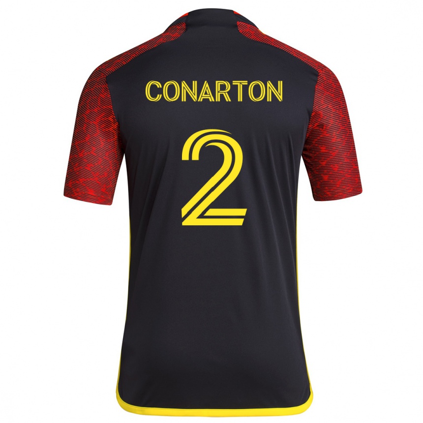 Niño Fútbol Camiseta Alyssa Conarton #2 Negro Rojo 2ª Equipación 2024/25 Argentina