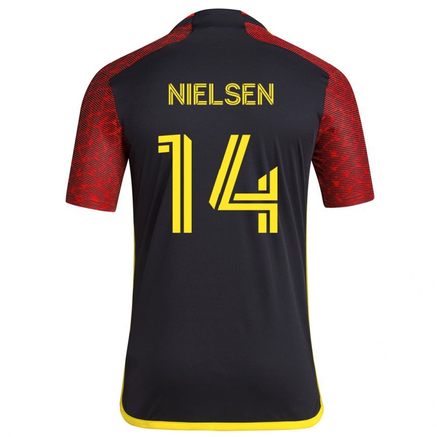 Niño Fútbol Camiseta Taylor Nielsen #14 Negro Rojo 2ª Equipación 2024/25 Argentina