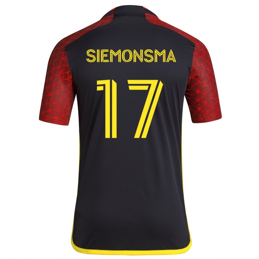 Niño Fútbol Camiseta Sianna Siemonsma #17 Negro Rojo 2ª Equipación 2024/25 Argentina