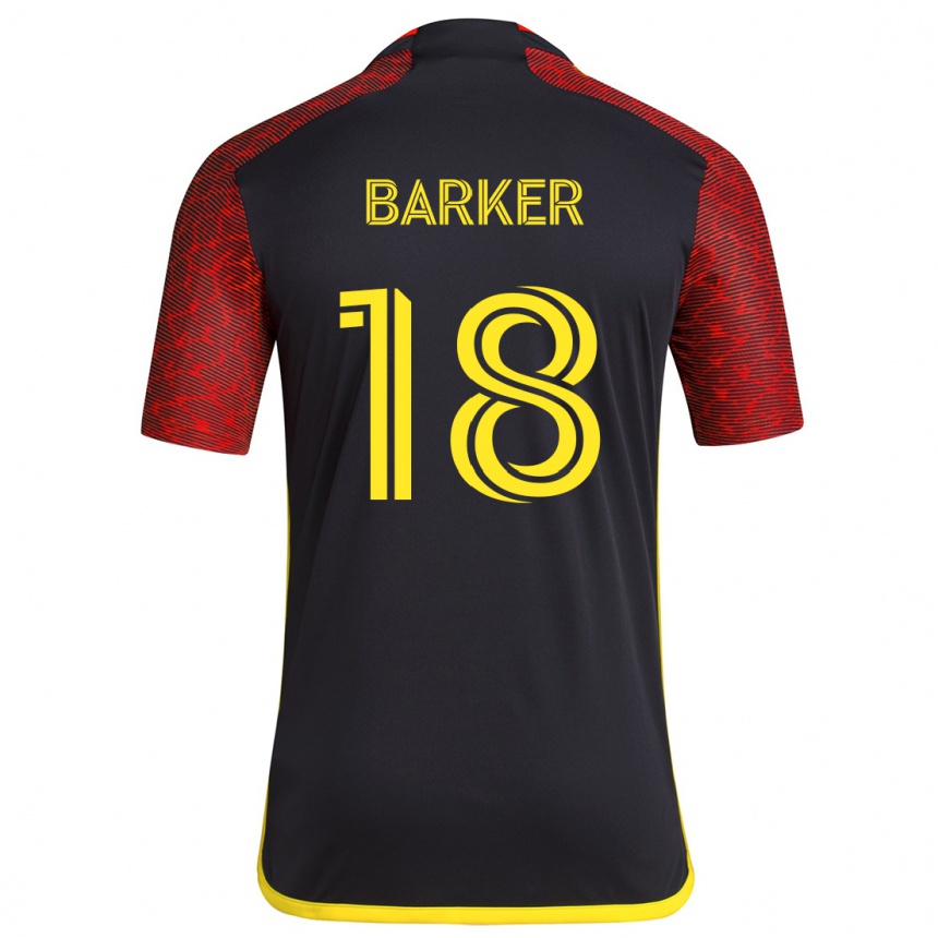 Niño Fútbol Camiseta Alicia Barker #18 Negro Rojo 2ª Equipación 2024/25 Argentina