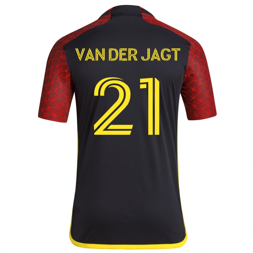 Niño Fútbol Camiseta Olivia Van Der Jagt #21 Negro Rojo 2ª Equipación 2024/25 Argentina