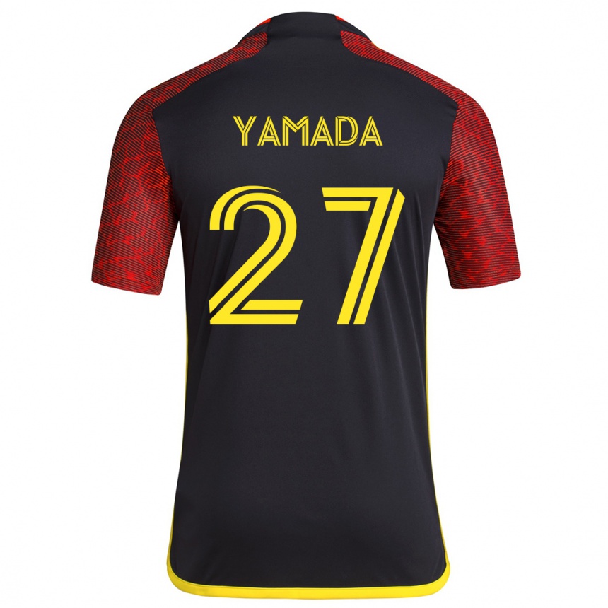 Niño Fútbol Camiseta Hikari Yamada #27 Negro Rojo 2ª Equipación 2024/25 Argentina