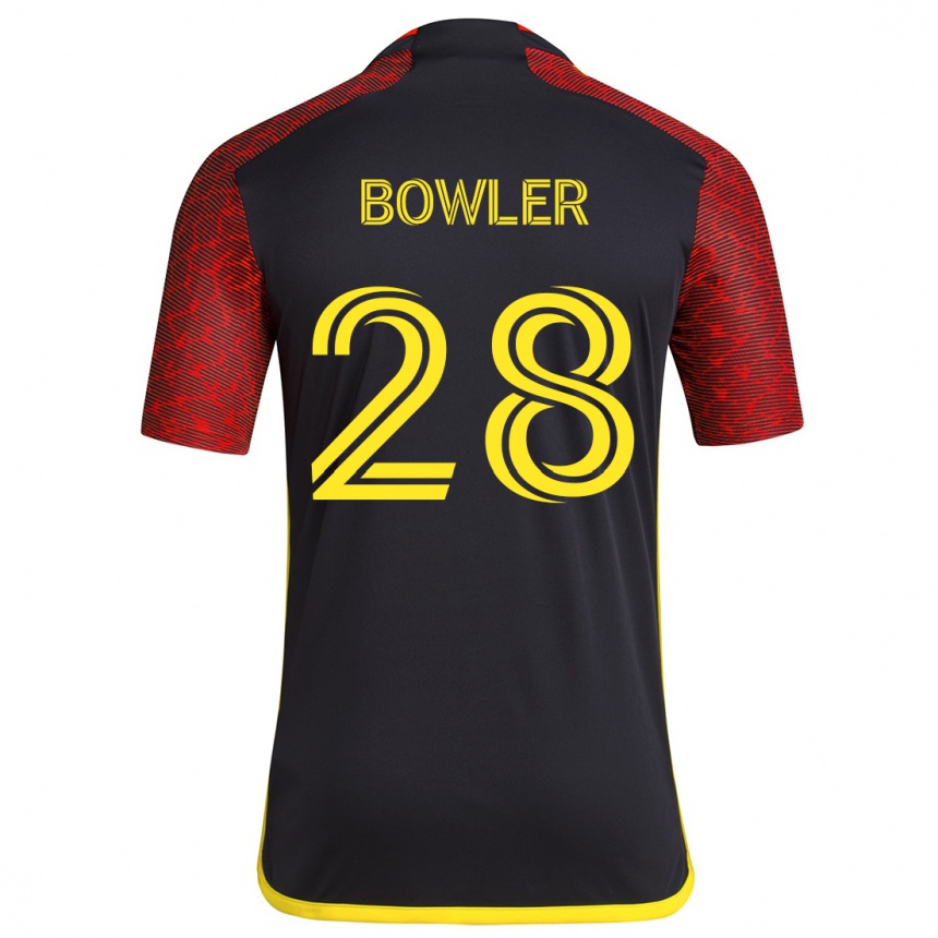 Niño Fútbol Camiseta Rachel Bowler #28 Negro Rojo 2ª Equipación 2024/25 Argentina