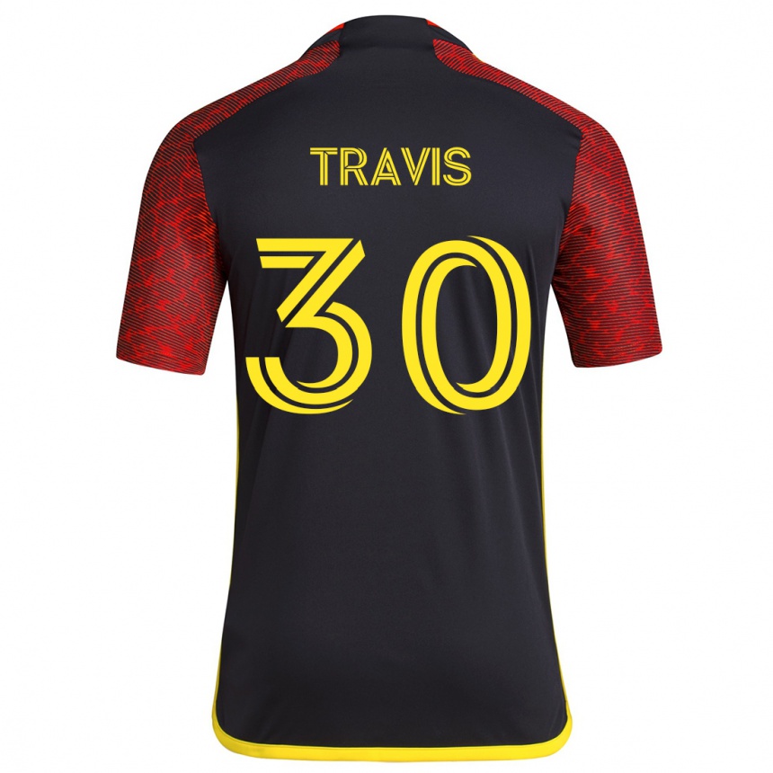 Niño Fútbol Camiseta Riley Travis #30 Negro Rojo 2ª Equipación 2024/25 Argentina