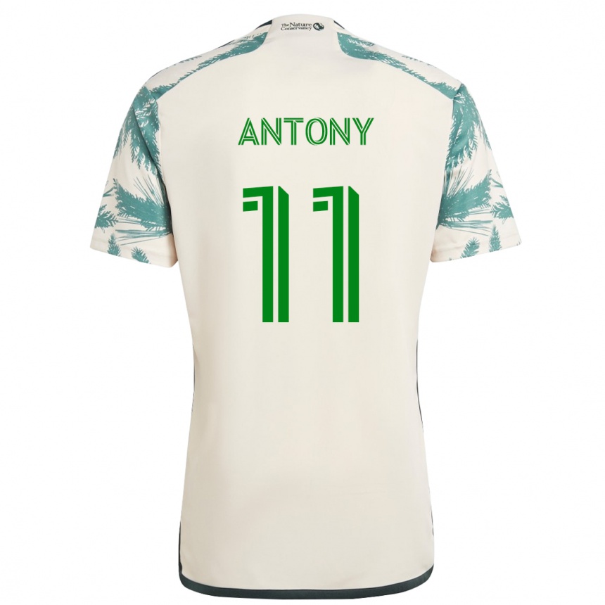 Niño Fútbol Camiseta Antony #11 Beige Marrón 2ª Equipación 2024/25 Argentina