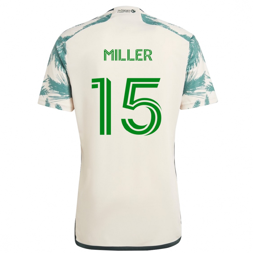 Niño Fútbol Camiseta Eric Miller #15 Beige Marrón 2ª Equipación 2024/25 Argentina