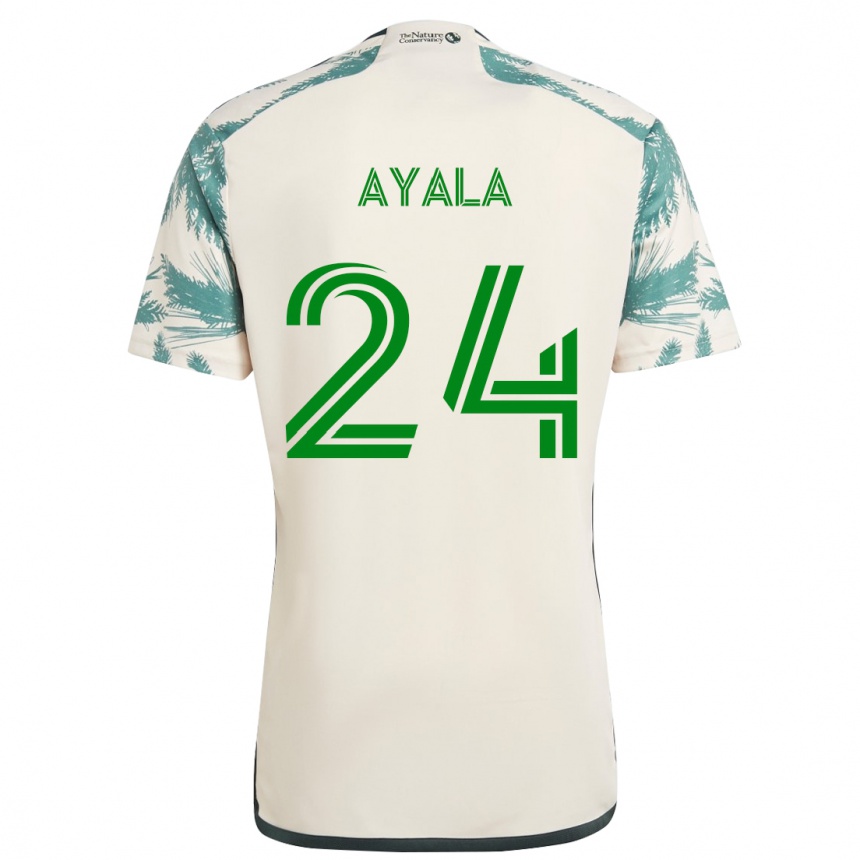 Niño Fútbol Camiseta David Ayala #24 Beige Marrón 2ª Equipación 2024/25 Argentina