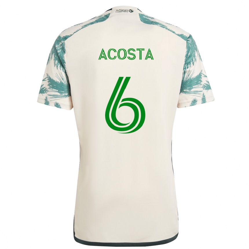 Niño Fútbol Camiseta Bryan Acosta #6 Beige Marrón 2ª Equipación 2024/25 Argentina