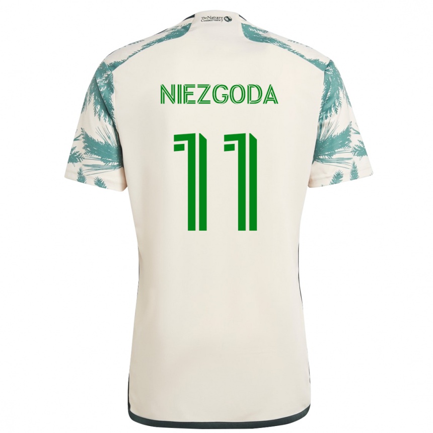 Niño Fútbol Camiseta Jaroslaw Niezgoda #11 Beige Marrón 2ª Equipación 2024/25 Argentina