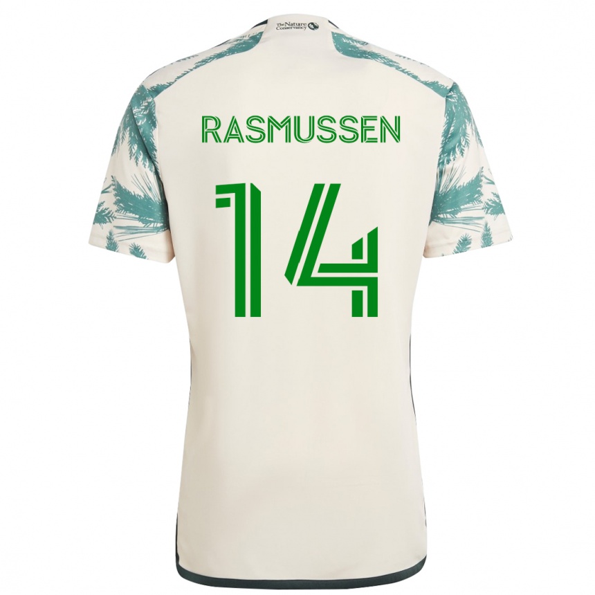 Niño Fútbol Camiseta Justin Rasmussen #14 Beige Marrón 2ª Equipación 2024/25 Argentina