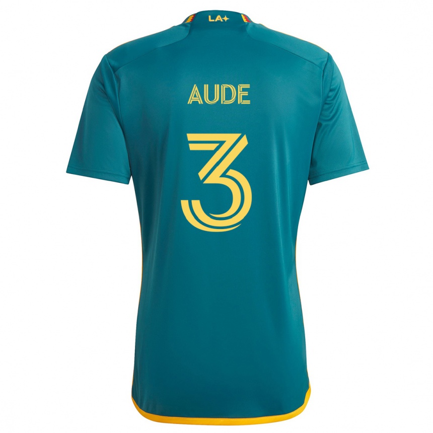 Niño Fútbol Camiseta Julián Aude #3 Verde Amarillo 2ª Equipación 2024/25 Argentina