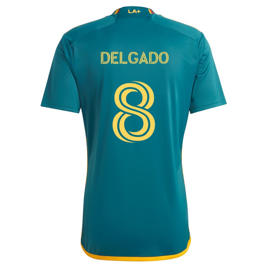 Niño Fútbol Camiseta Mark Delgado #8 Verde Amarillo 2ª Equipación 2024/25 Argentina