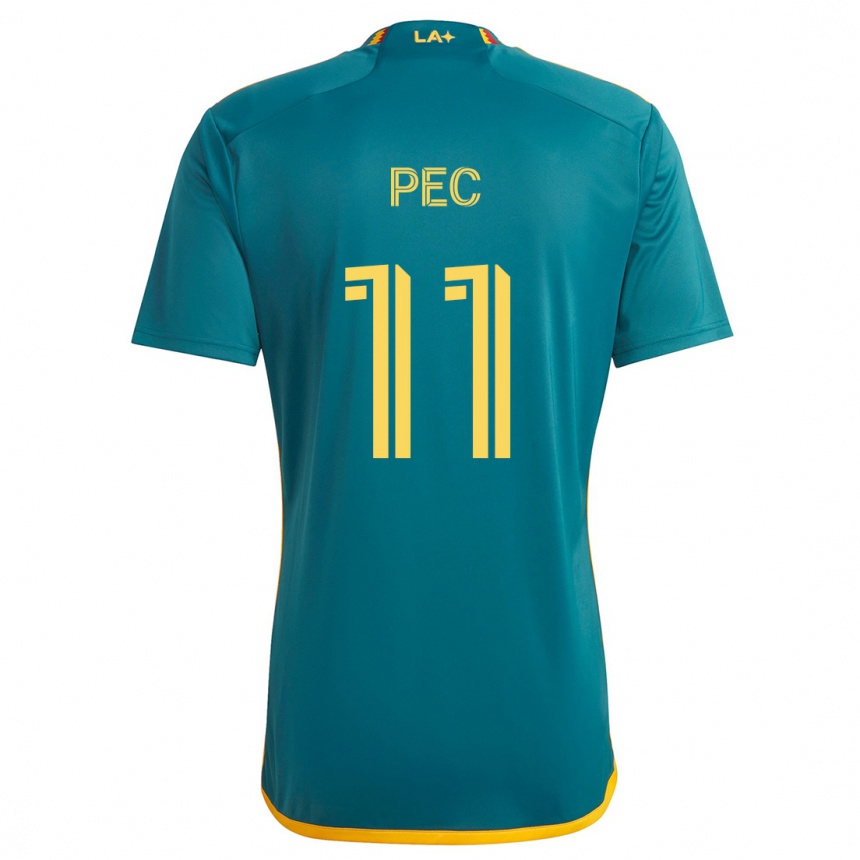 Niño Fútbol Camiseta Gabriel Pec #11 Verde Amarillo 2ª Equipación 2024/25 Argentina