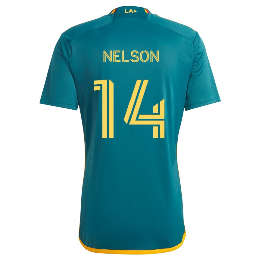 Niño Fútbol Camiseta John Nelson #14 Verde Amarillo 2ª Equipación 2024/25 Argentina