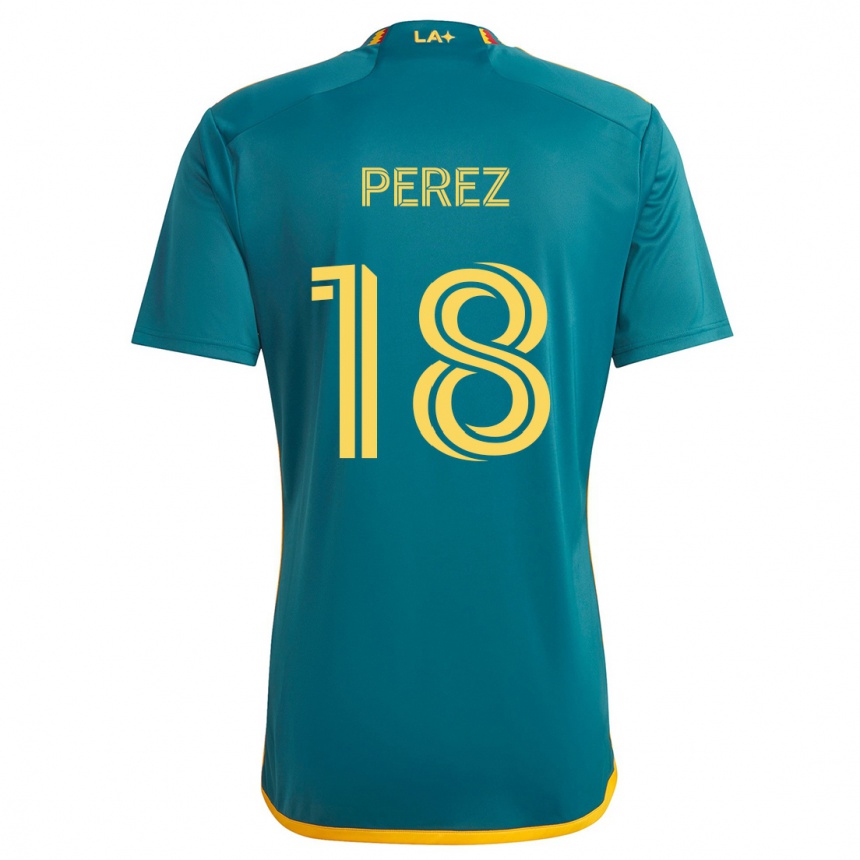 Niño Fútbol Camiseta Jonathan Pérez #18 Verde Amarillo 2ª Equipación 2024/25 Argentina