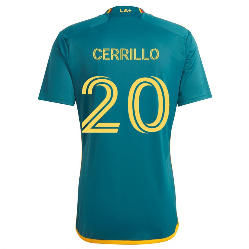 Niño Fútbol Camiseta Edwin Cerrillo #20 Verde Amarillo 2ª Equipación 2024/25 Argentina