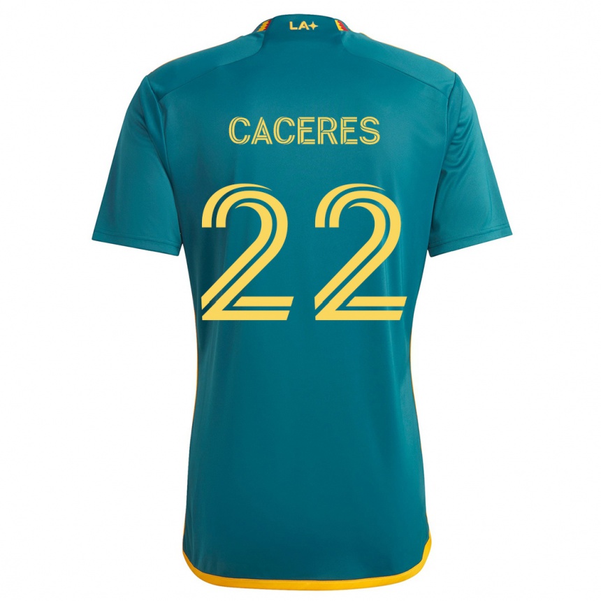 Niño Fútbol Camiseta Martín Cáceres #22 Verde Amarillo 2ª Equipación 2024/25 Argentina