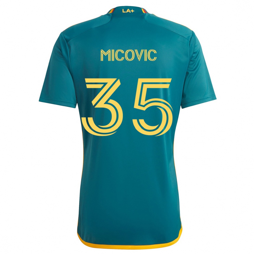 Niño Fútbol Camiseta Novak Micovic #35 Verde Amarillo 2ª Equipación 2024/25 Argentina