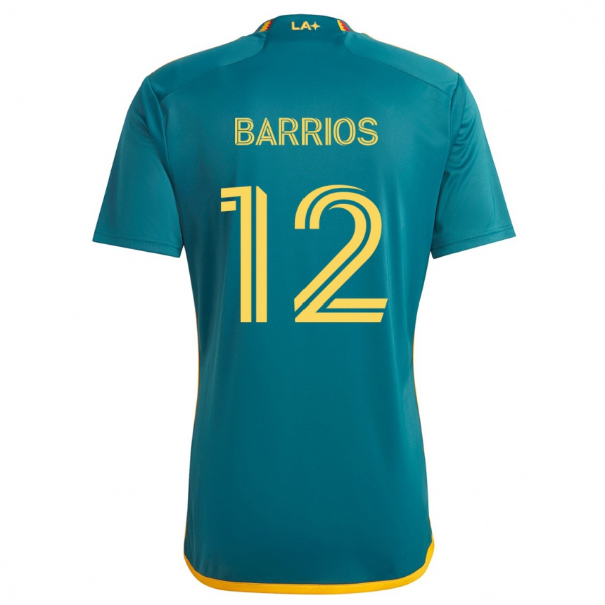 Niño Fútbol Camiseta Michael Barrios #12 Verde Amarillo 2ª Equipación 2024/25 Argentina