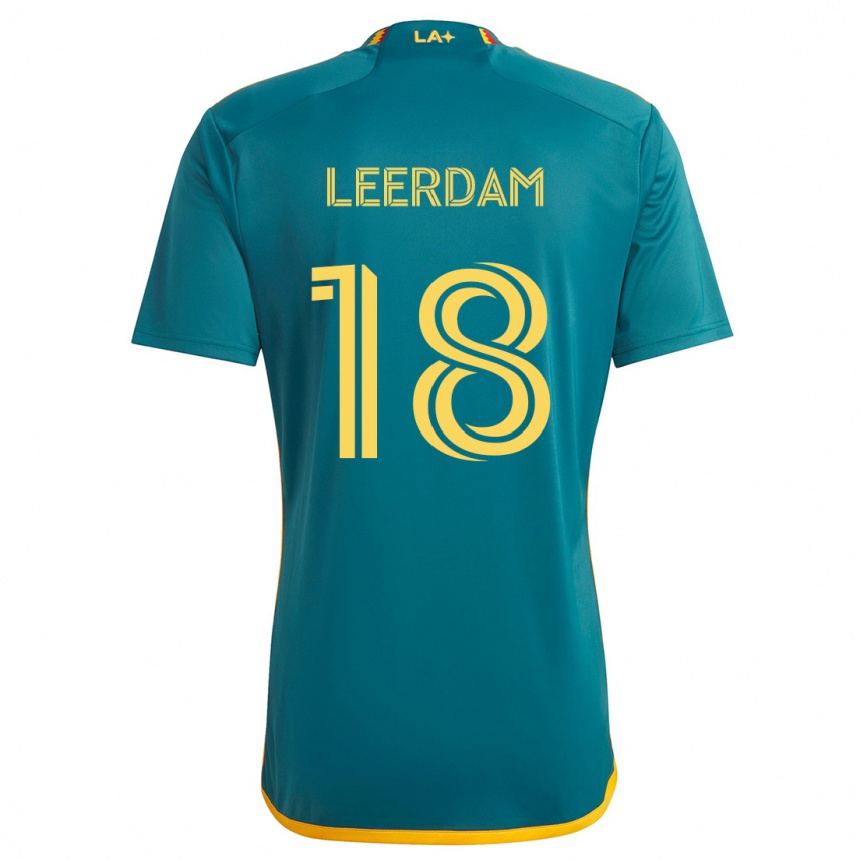 Niño Fútbol Camiseta Kelvin Leerdam #18 Verde Amarillo 2ª Equipación 2024/25 Argentina