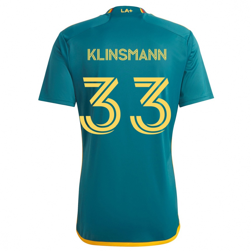 Niño Fútbol Camiseta Jonathan Klinsmann #33 Verde Amarillo 2ª Equipación 2024/25 Argentina