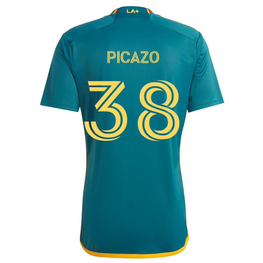 Niño Fútbol Camiseta Axel Picazo #38 Verde Amarillo 2ª Equipación 2024/25 Argentina