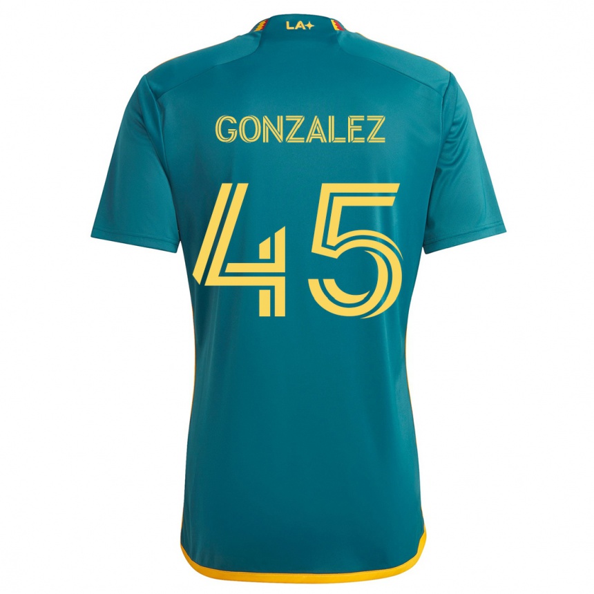 Niño Fútbol Camiseta Adrián González #45 Verde Amarillo 2ª Equipación 2024/25 Argentina