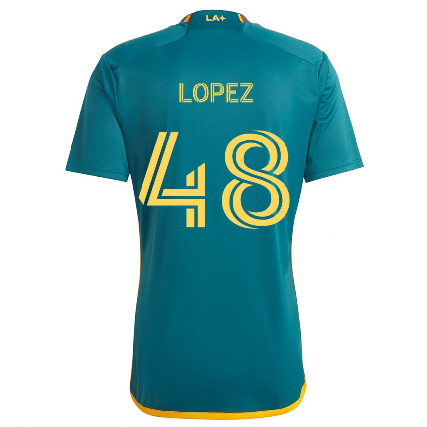 Niño Fútbol Camiseta Diego López #48 Verde Amarillo 2ª Equipación 2024/25 Argentina