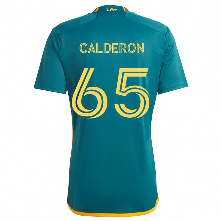 Niño Fútbol Camiseta Juan Calderón #65 Verde Amarillo 2ª Equipación 2024/25 Argentina