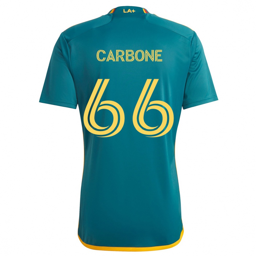 Niño Fútbol Camiseta Matteo Carbone #66 Verde Amarillo 2ª Equipación 2024/25 Argentina