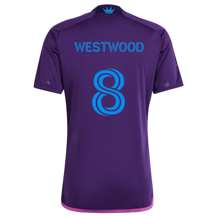 Niño Fútbol Camiseta Ashley Westwood #8 Azul Morado 2ª Equipación 2024/25 Argentina