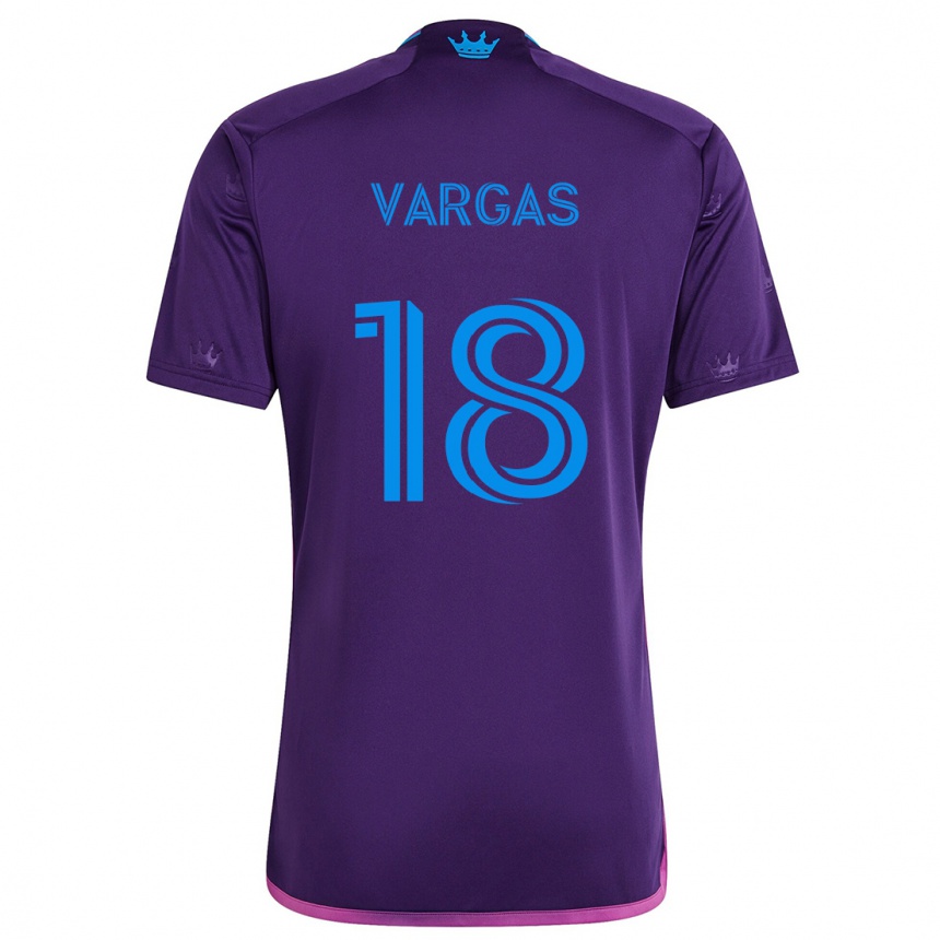 Niño Fútbol Camiseta Kerwin Vargas #18 Azul Morado 2ª Equipación 2024/25 Argentina