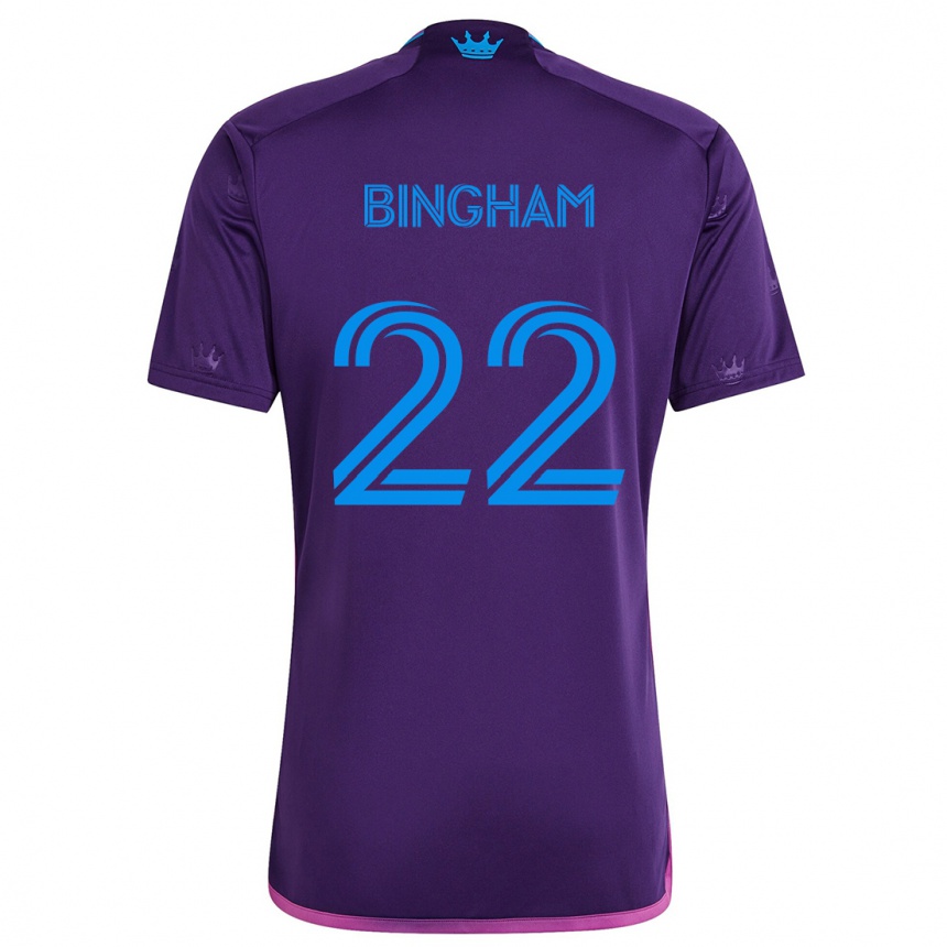 Niño Fútbol Camiseta David Bingham #22 Azul Morado 2ª Equipación 2024/25 Argentina