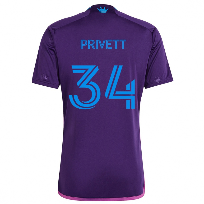 Niño Fútbol Camiseta Andrew Privett #34 Azul Morado 2ª Equipación 2024/25 Argentina