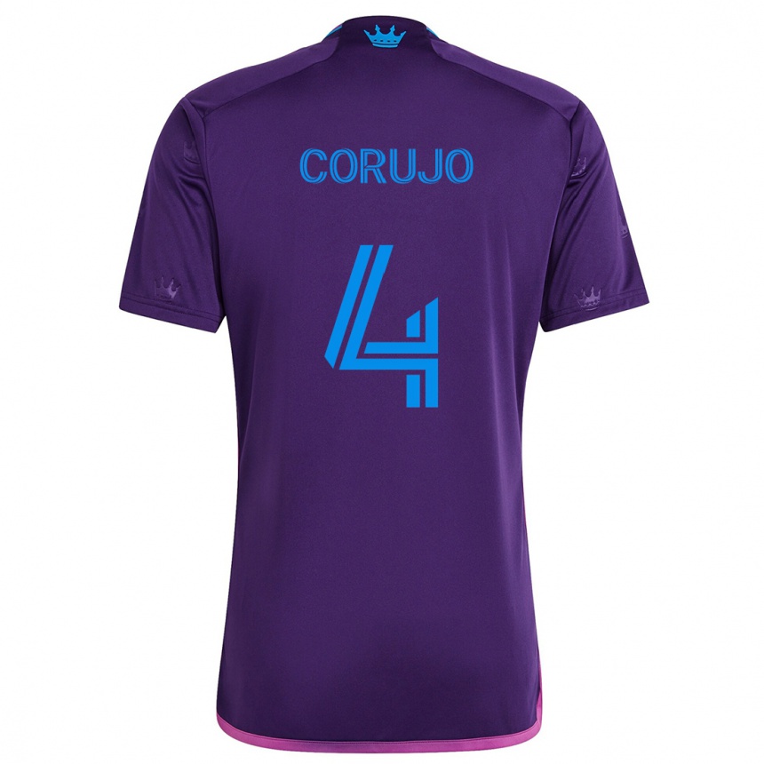 Niño Fútbol Camiseta Guzmán Corujo #4 Azul Morado 2ª Equipación 2024/25 Argentina