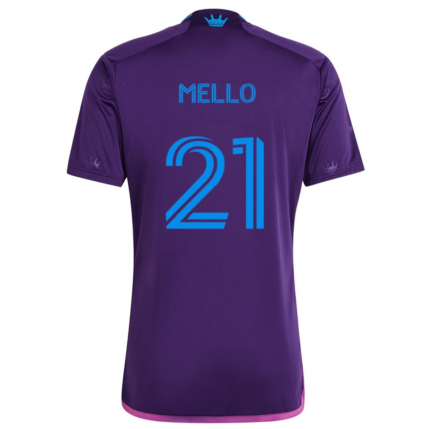 Niño Fútbol Camiseta Vinicius Mello #21 Azul Morado 2ª Equipación 2024/25 Argentina