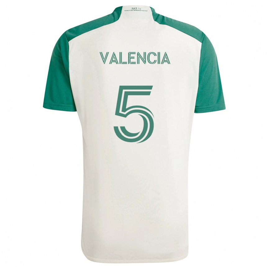 Niño Fútbol Camiseta Jhojan Valencia #5 Colores Tostados Verde 2ª Equipación 2024/25 Argentina