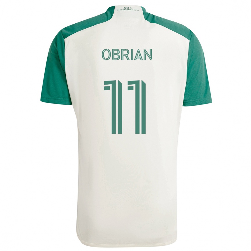 Niño Fútbol Camiseta Jáder Obrian #11 Colores Tostados Verde 2ª Equipación 2024/25 Argentina