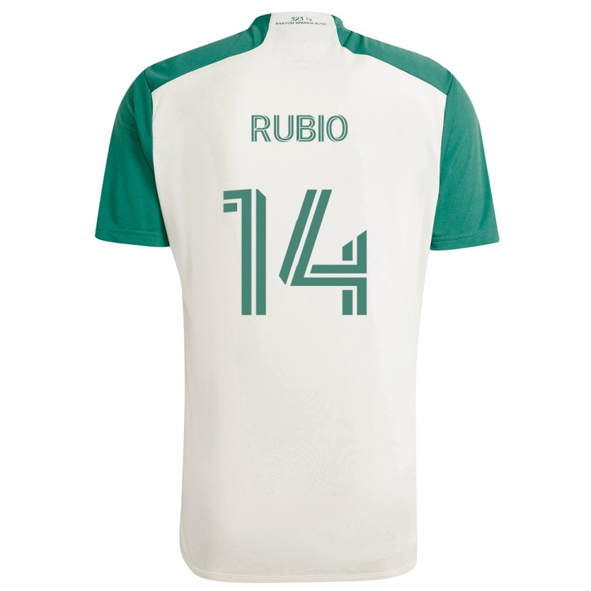 Niño Fútbol Camiseta Diego Rubio #14 Colores Tostados Verde 2ª Equipación 2024/25 Argentina