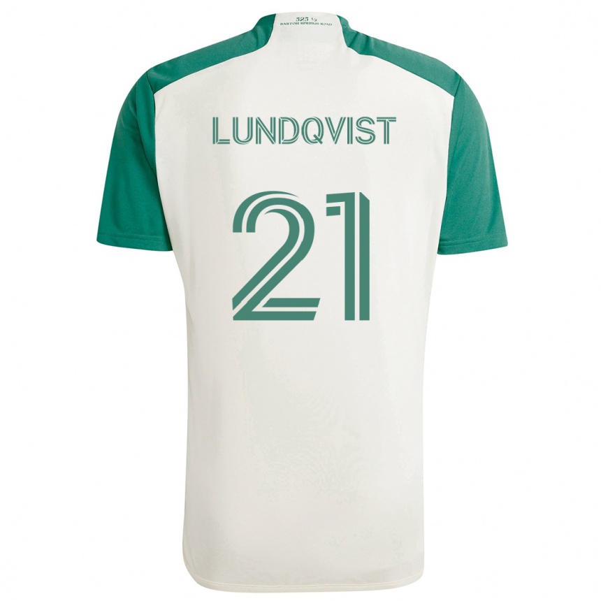 Niño Fútbol Camiseta Adam Lundqvist #21 Colores Tostados Verde 2ª Equipación 2024/25 Argentina