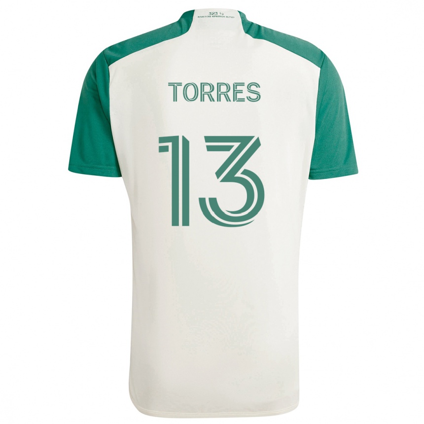 Niño Fútbol Camiseta Leo Torres #13 Colores Tostados Verde 2ª Equipación 2024/25 Argentina