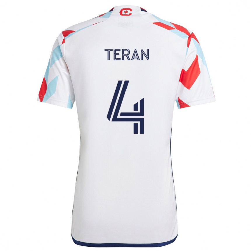 Niño Fútbol Camiseta Carlos Terán #4 Blanco Rojo Azul 2ª Equipación 2024/25 Argentina